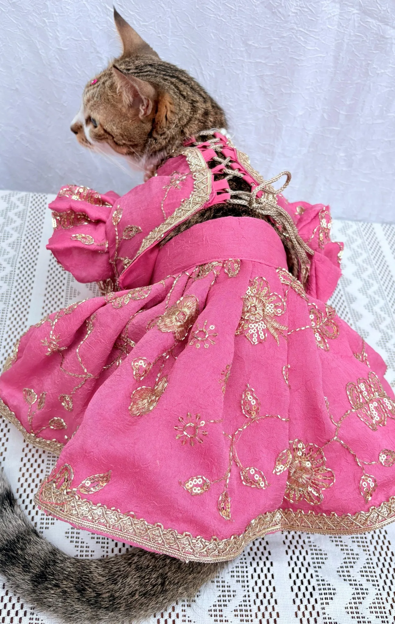 Mauve Pink cutwork Rangoli Crush Lehenga Choli for furbabies