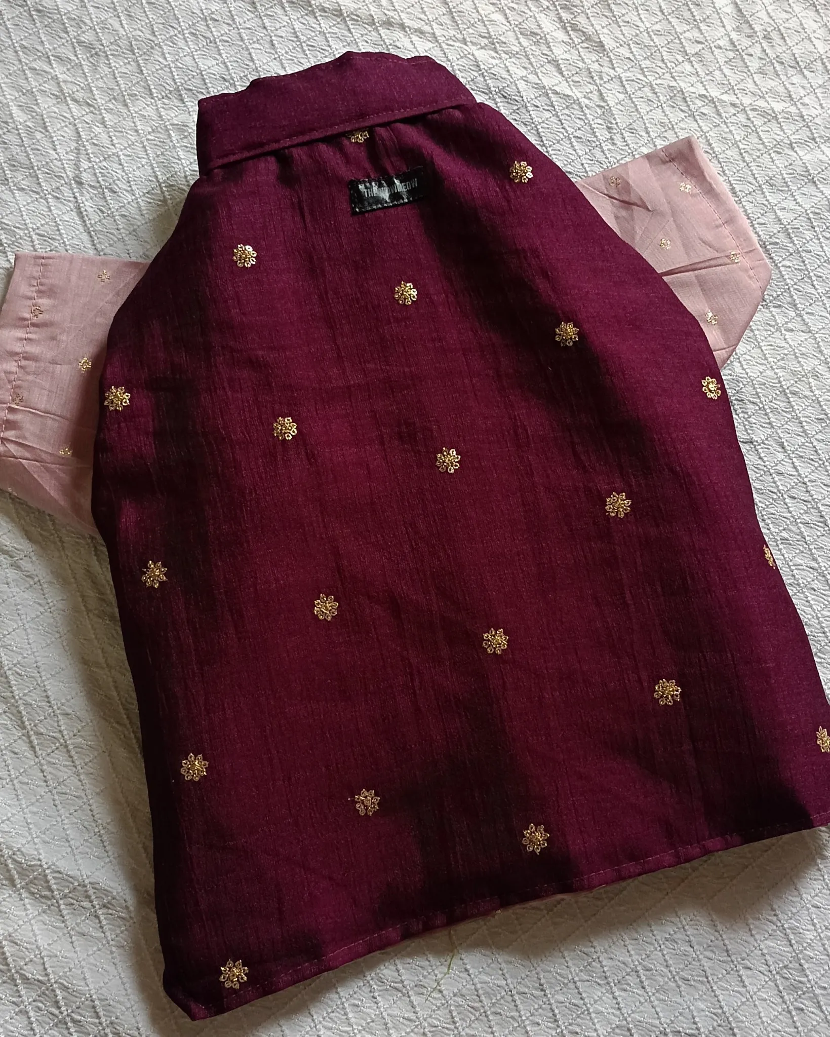 Thechowmeow Wine Jacket with Lavender Kurta for pets | for dogs & cats | thechowmeow